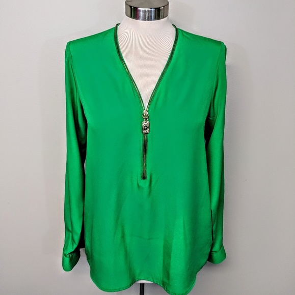michael kors zip front blouse